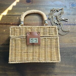 Zara woven raffia box bag